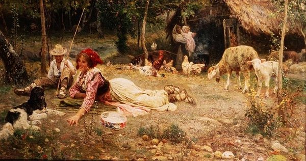 Scène de Ferme Italienne - Aurelio Tiratelli