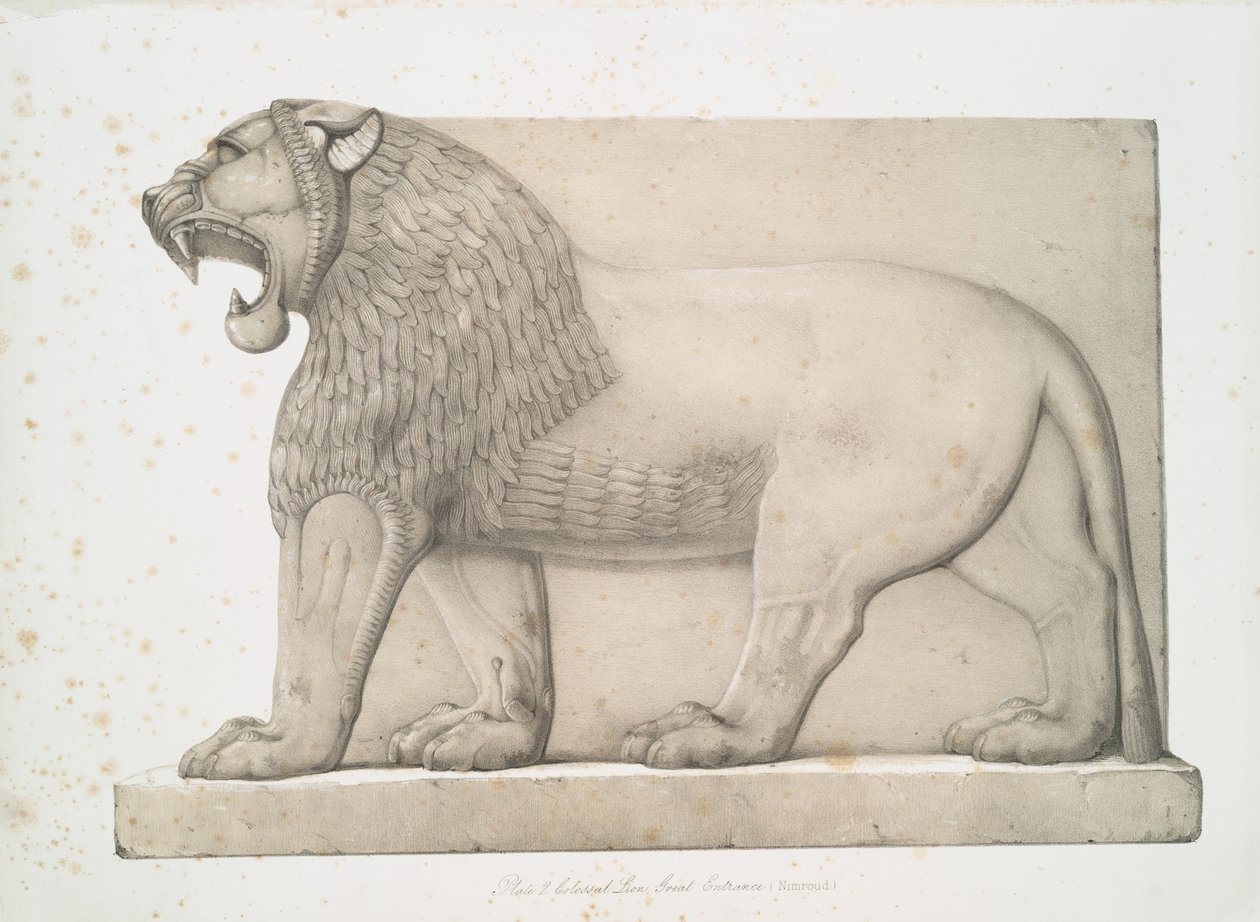 Lion colossal de la Grande Entrée à Nimroud [Calah], 1853 - Austen Henry Layard
