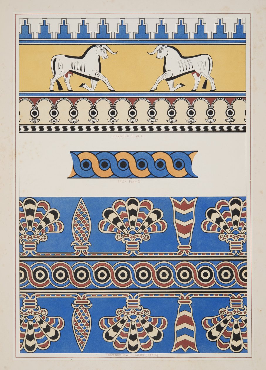 Ornements peints de Nimroud, des Monuments de Ninive, pub. 1849 - Austen Henry Layard