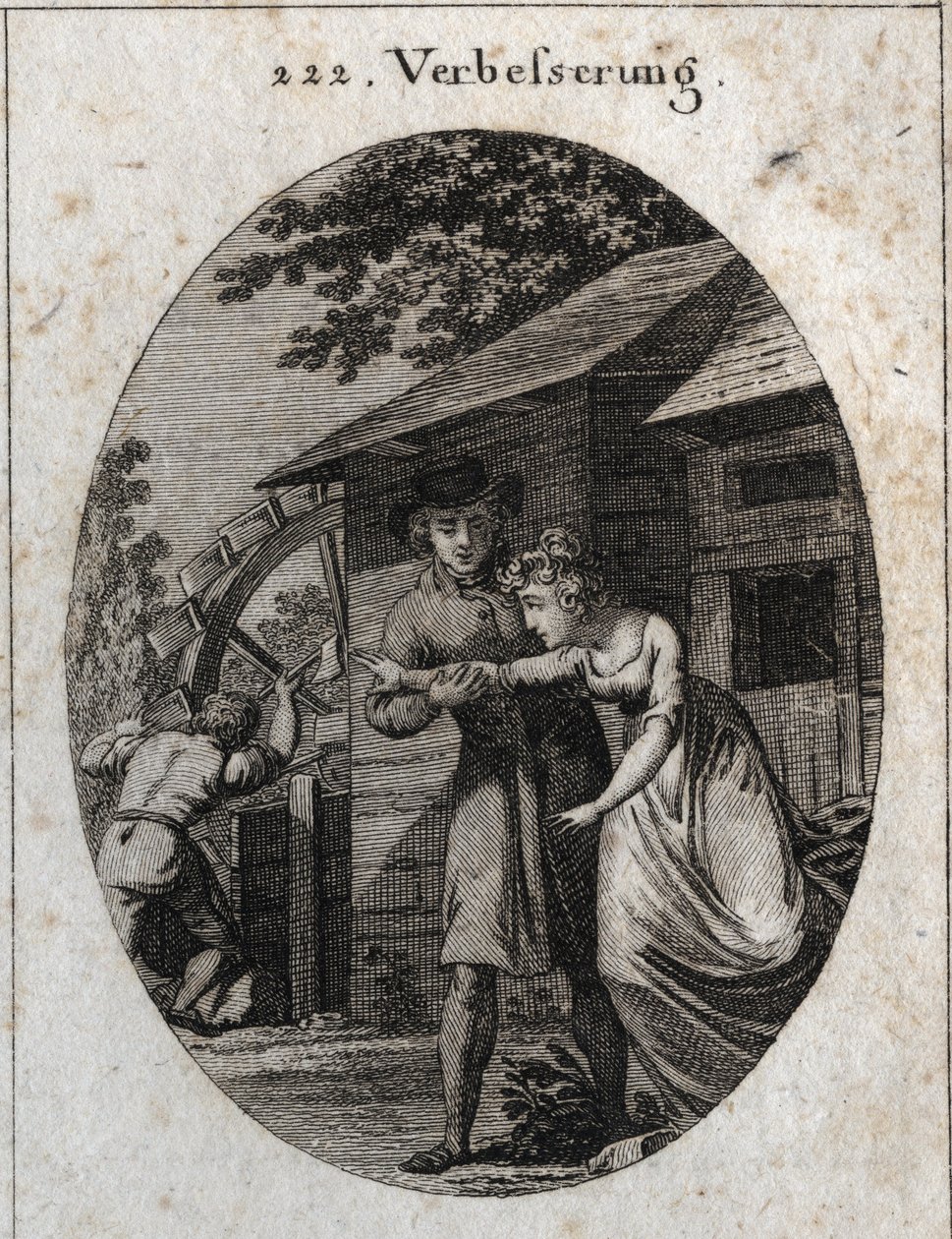 Allégorie de la correction. Expression : Au moulin et à une jeune mariée, il y a toujours quelque chose à refaire. - Austrian School