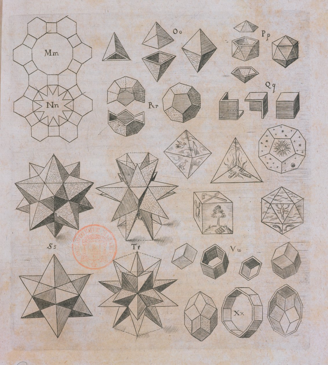 Formes géométriques, de Harmonices Mundi par Johannes Kepler (1571-1630) publié à Linz, 1619 - Austrian School