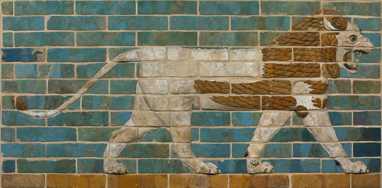 Relief de lion de la Voie processionnelle à Babylone, c.605-562 av. J.-C. - Babylonian