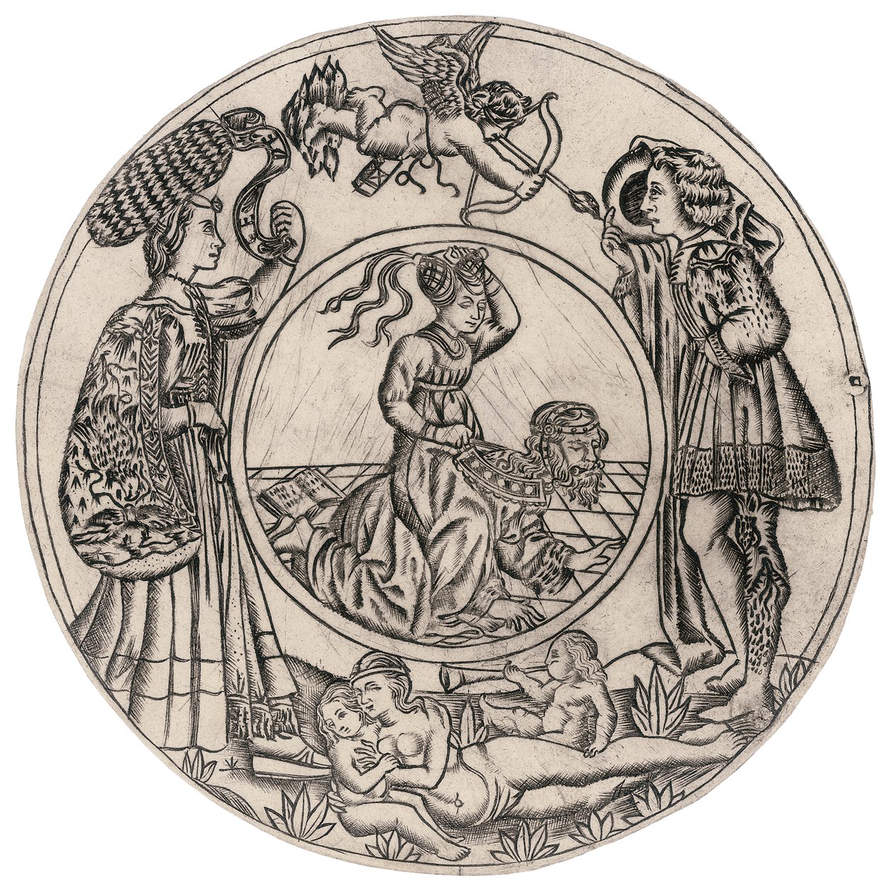 Aristote et Phyllis, entourés d