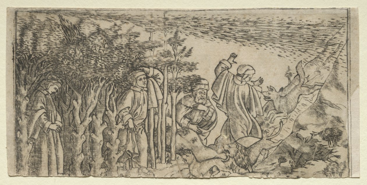Dante perdu dans la forêt : Échappant et rencontrant Virgile, Chant I - Baccio Baldini