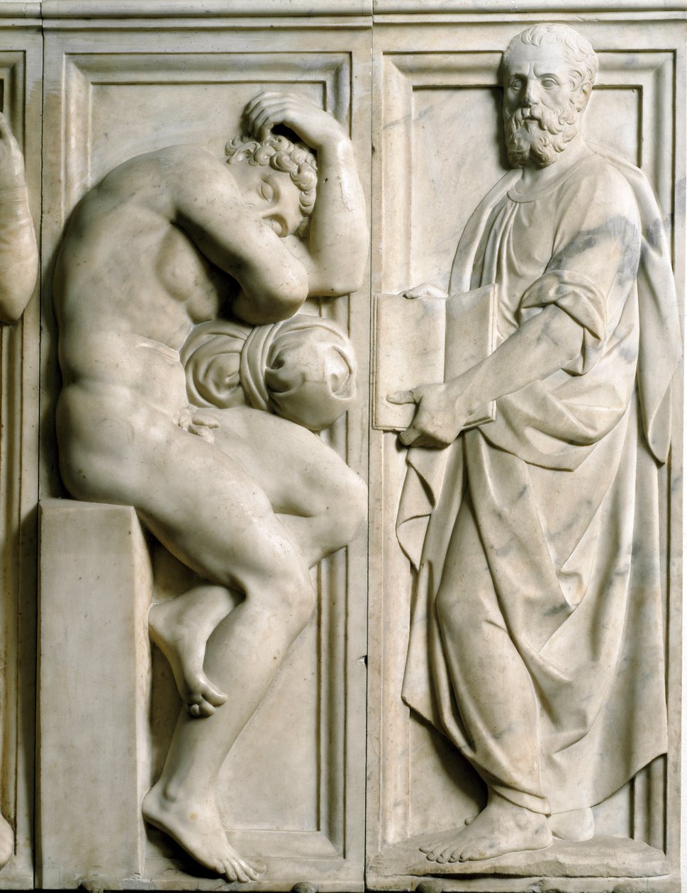 Prophète et Ignudo (bas-relief en marbre) - Baccio Bandinelli