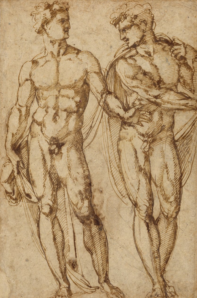 Étude de deux hommes (recto) ; Étude de la tête d