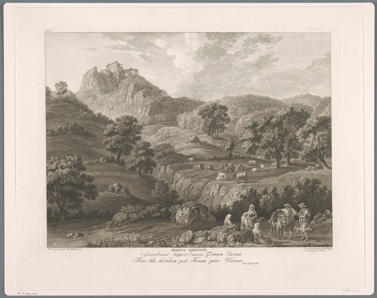 Vue sur Roccagiovine (Suite de VI vues des Environs de Rome) - Balthasar Anton Dunker
