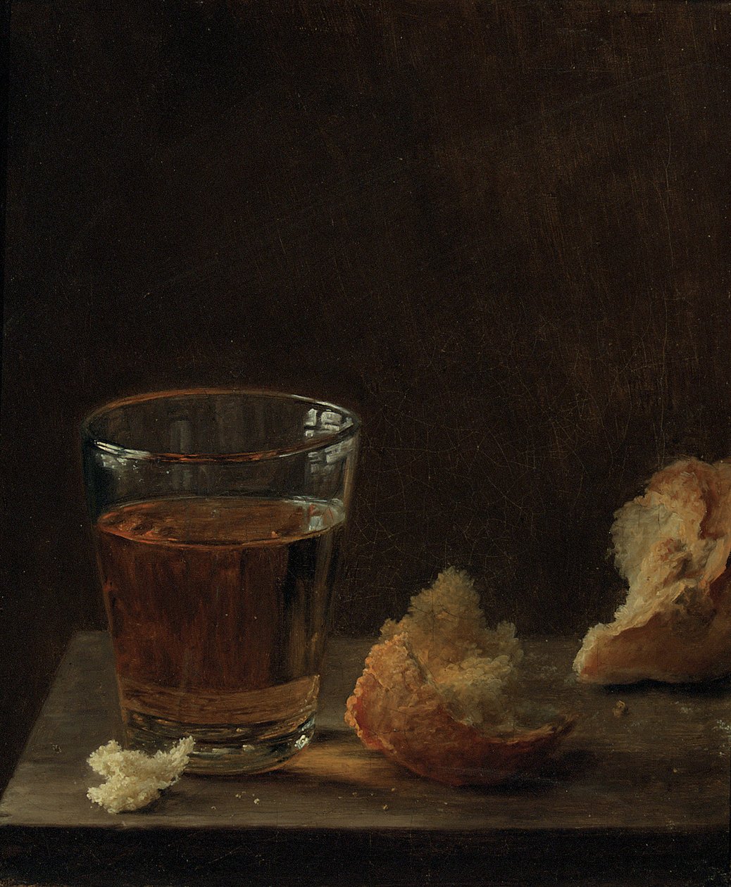 Un verre de bière et un petit pain sur une table - Balthasar Denner