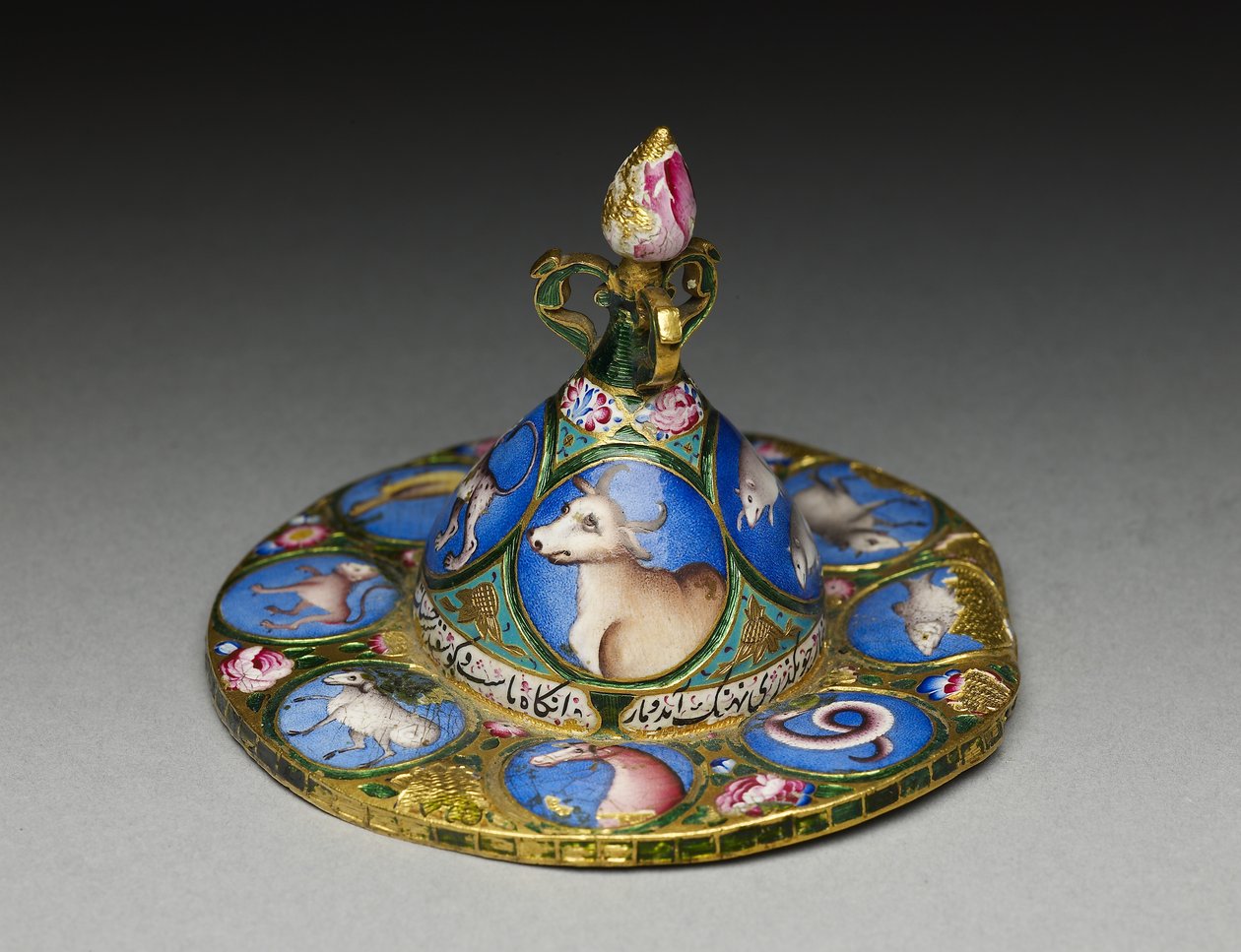 Bol avec couvercle, soucoupe et cuillère avec décoration astrologique, début du 19ème siècle - Baqir