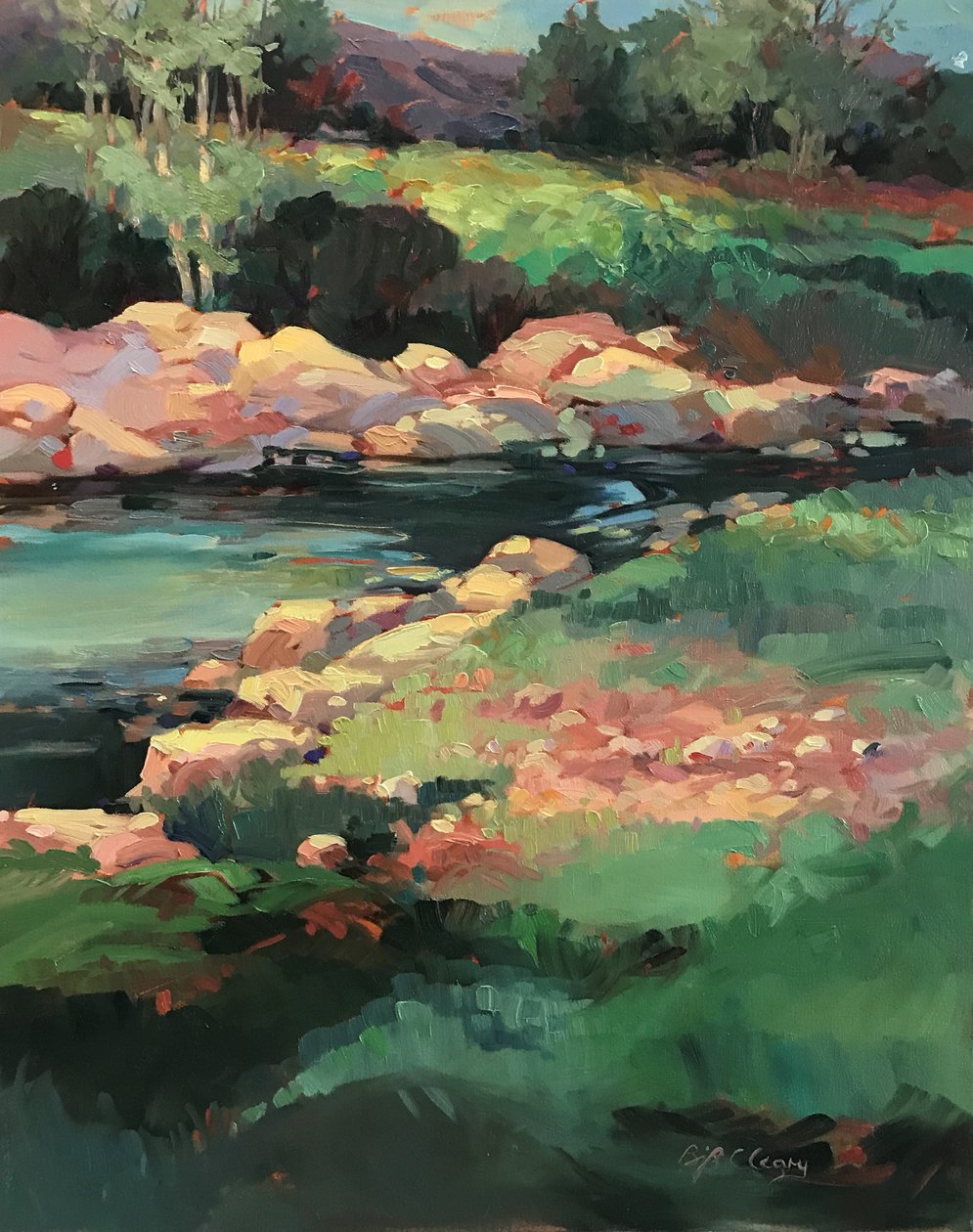 Huile sur toile Hiver - Barbara Cleary