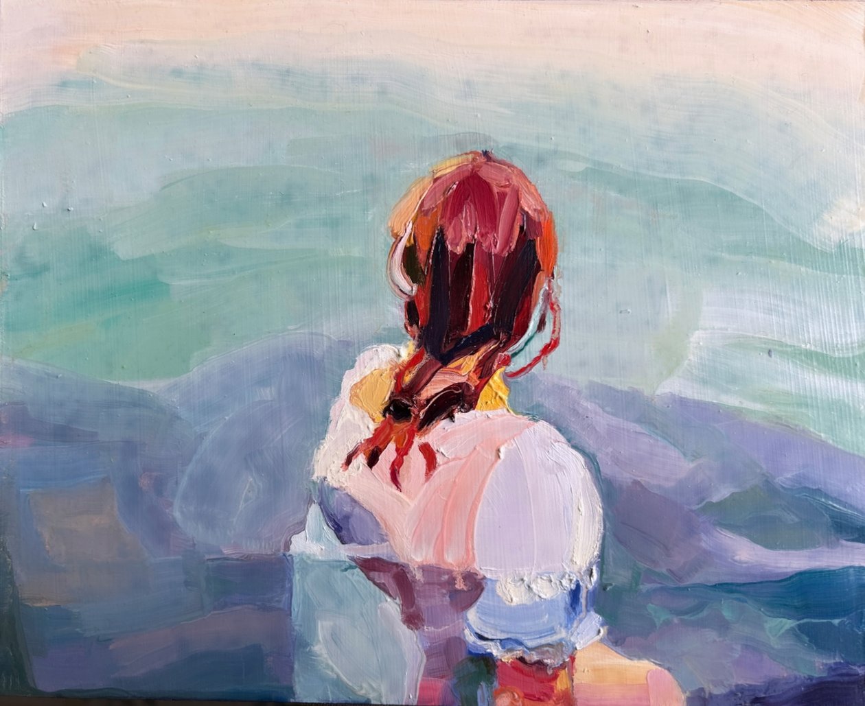 Cold Sea (Lara), 2023 (huile sur panneau de bois apprêté) - Barbara Hoogeweegen