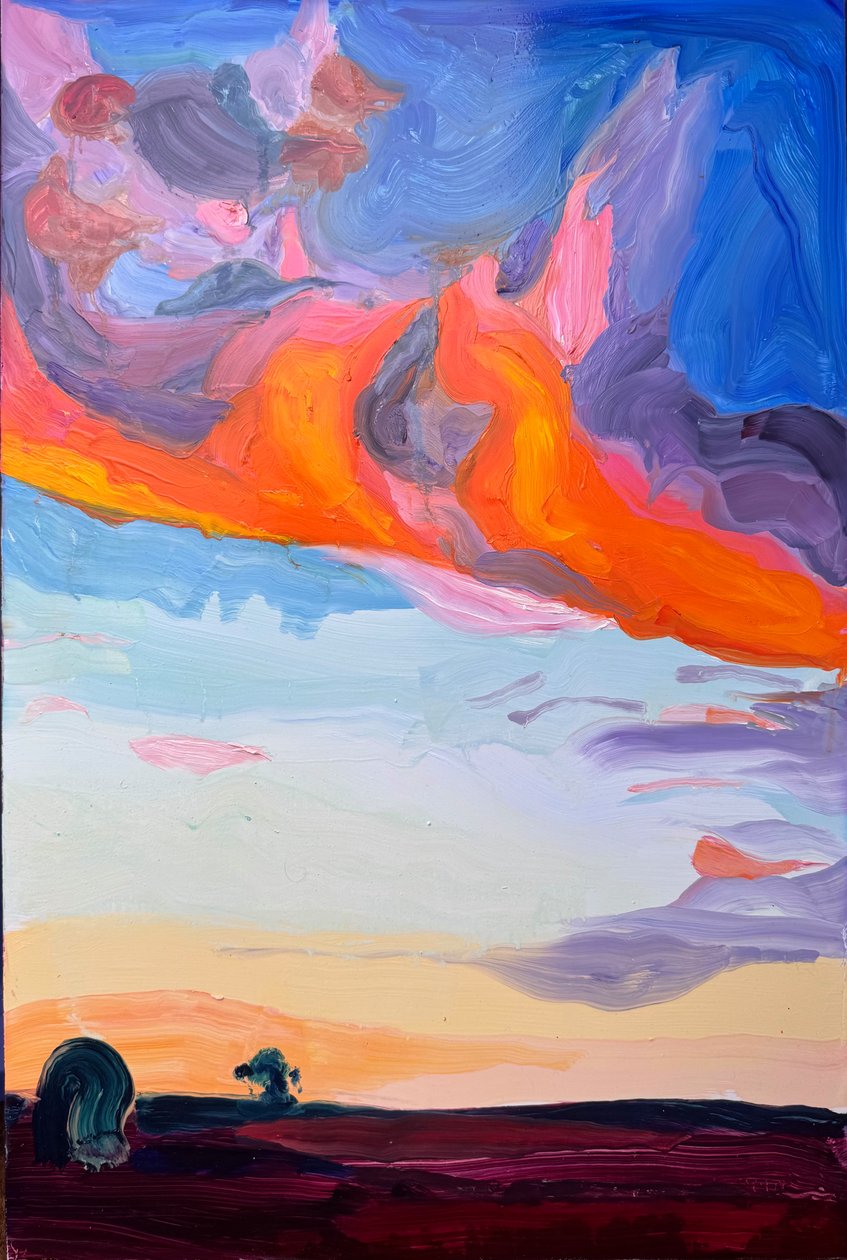 debout, seul, 2024, huile sur panneau - Barbara Hoogeweegen