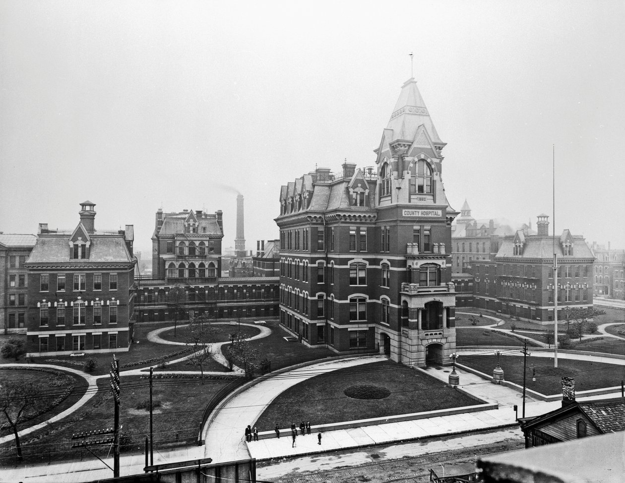 Cook County Hospital, c.1900, Chicago, Illinois, USA, c.1900 (photo n/b) - Barnes and Crosby