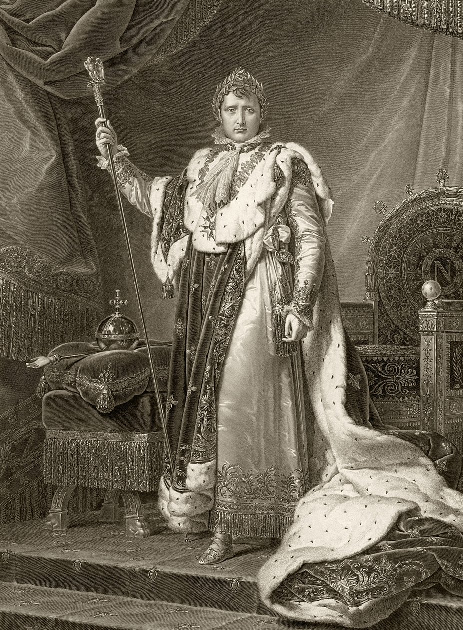 Napoléon Ier, empereur de France, en robes de couronnement, gravé par Auguste Desnoyers (1779-1857) - Baron François Pascal Simon Gérard