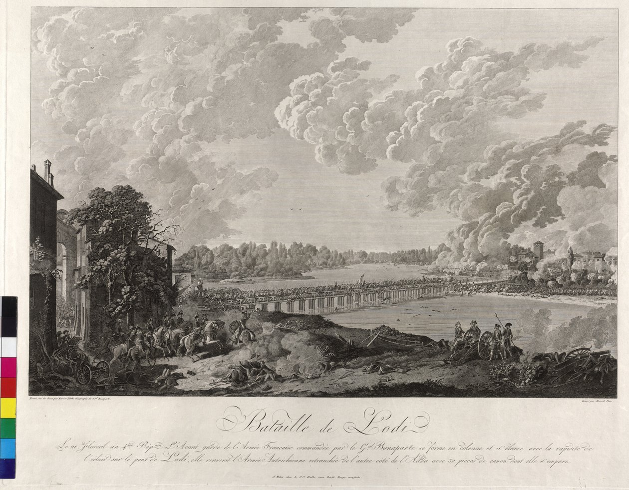 Bataille de Lodi 1796 (gravure sur cuivre) - Baron Louis Albert Bacler d
