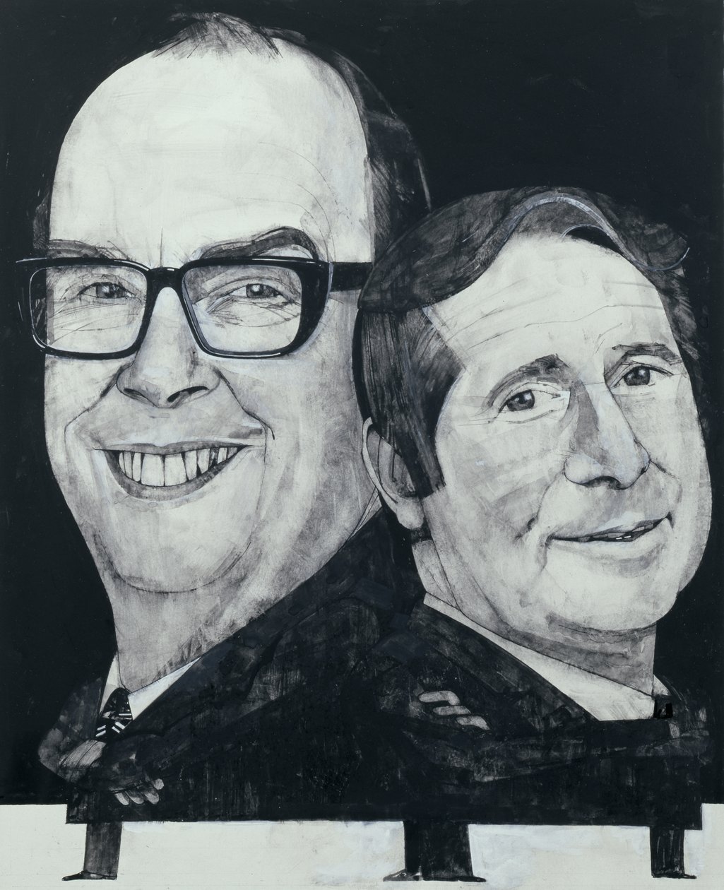 Portrait de Morecambe et Wise, illustration pour The Listener, 1970s - Barry Fantoni