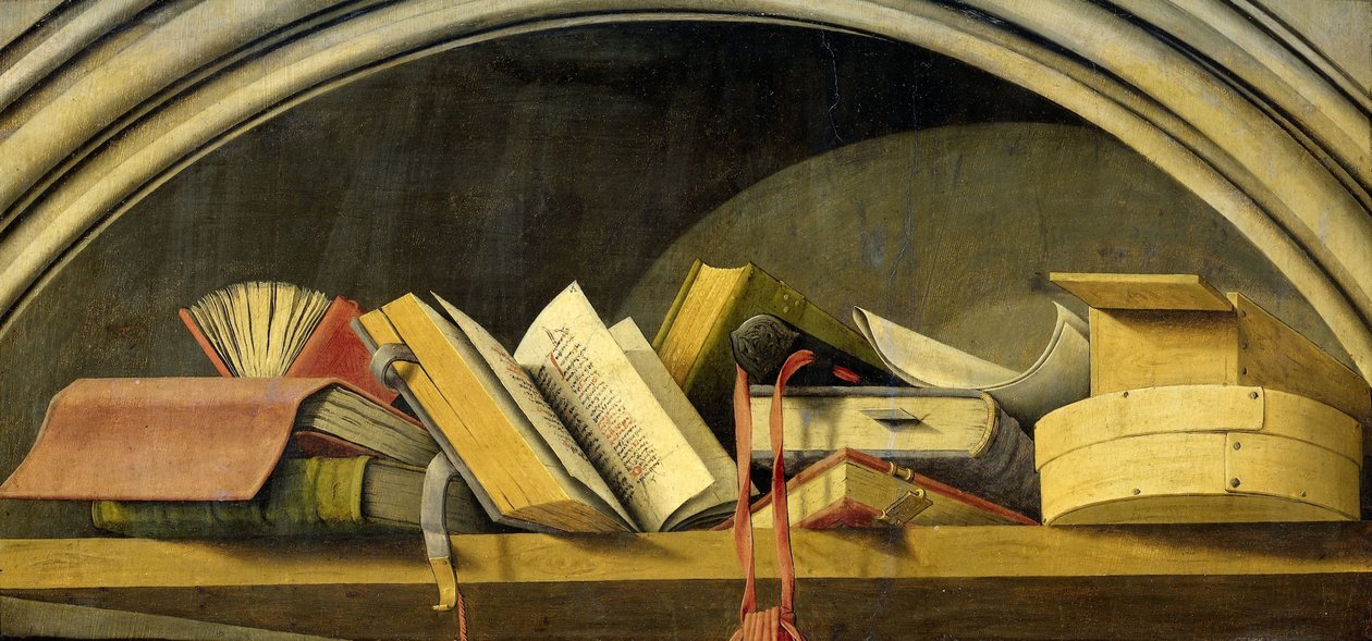 Nature morte avec livres dans une niche - Barthelemy d