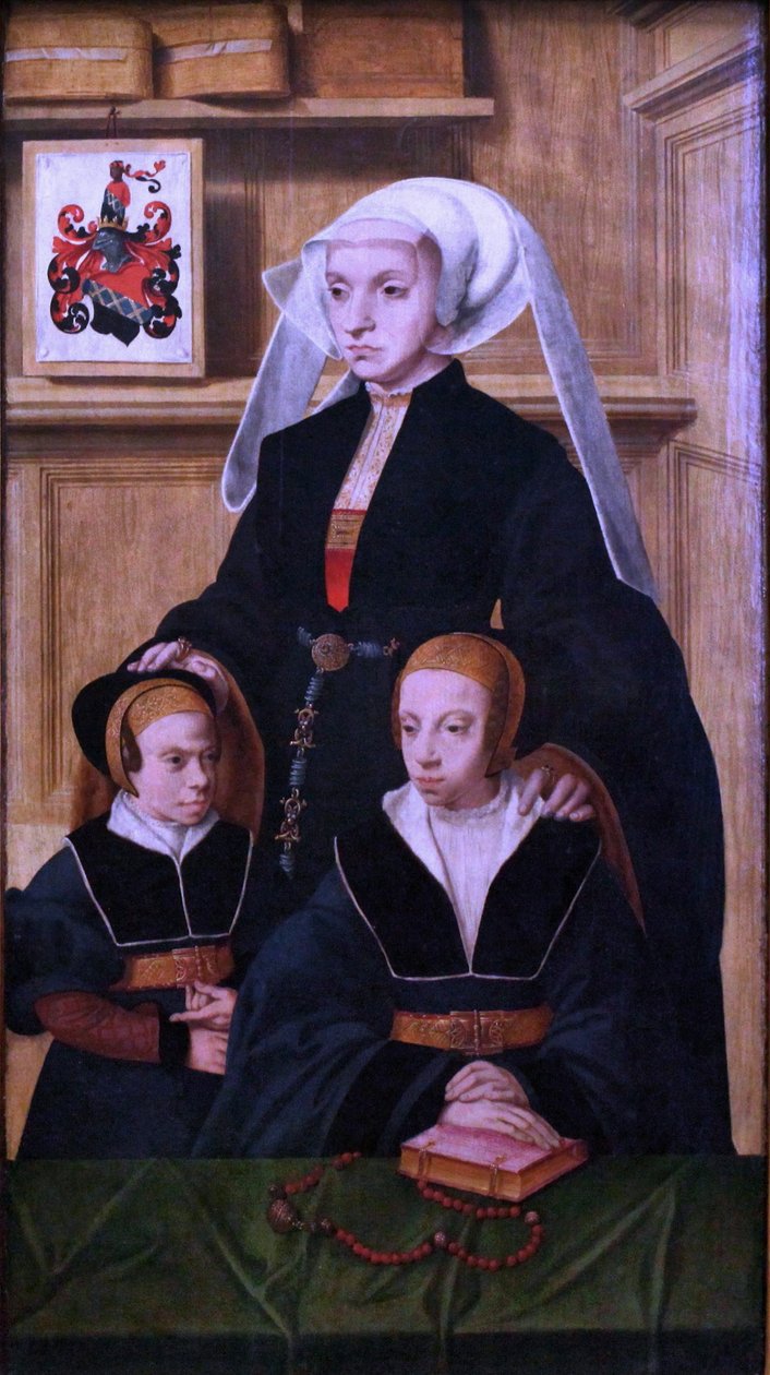 French: Portrait de Katharina Von Gail et ses deux filles Katharina von Gail - Bartholomaeus Bruyn the Elder