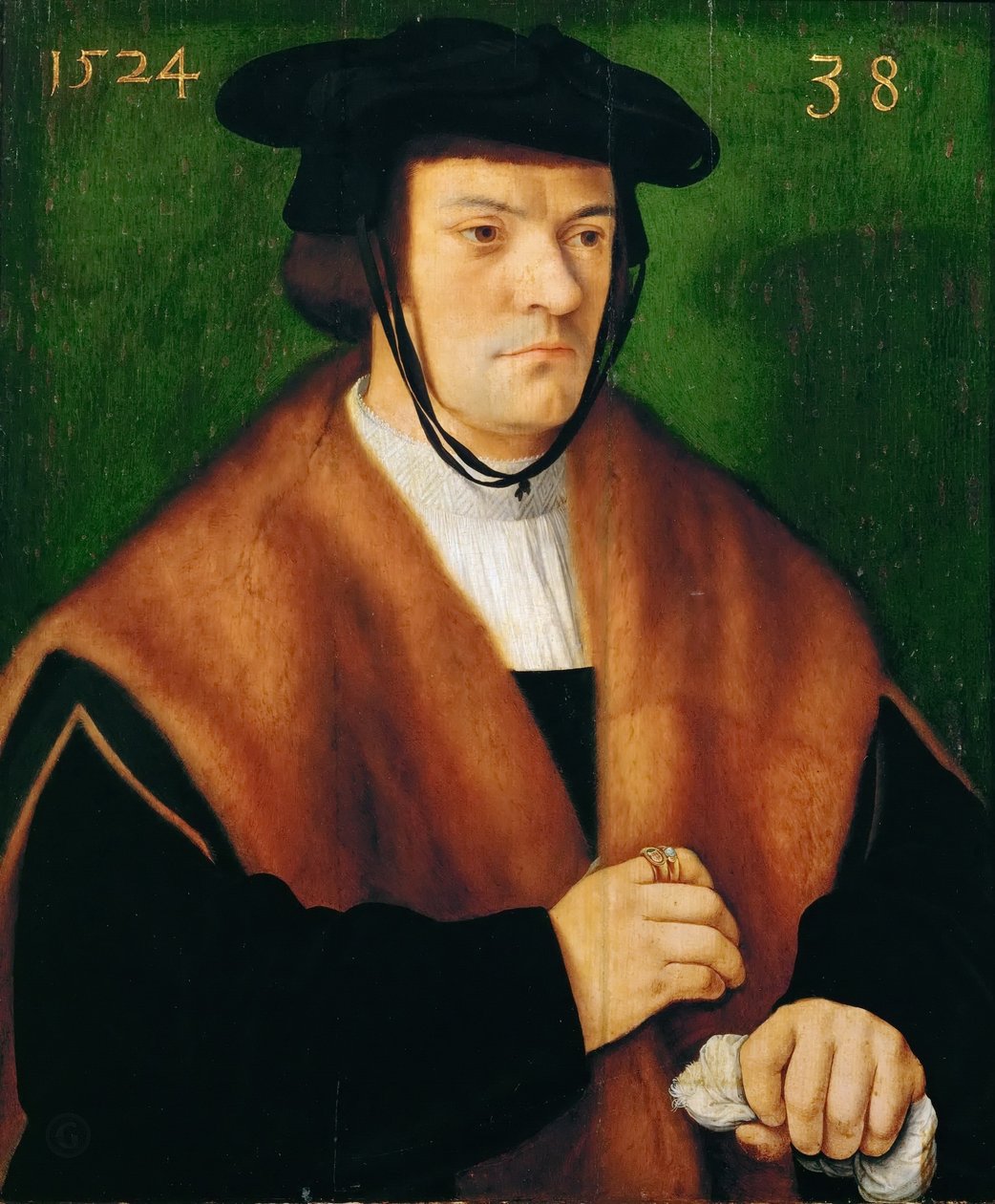 Gerhard von Westerburg (1486-après 1539), en demi-longueur, avec manteau de fourrure et chapeau noir - Bartholomaeus Bruyn the Elder