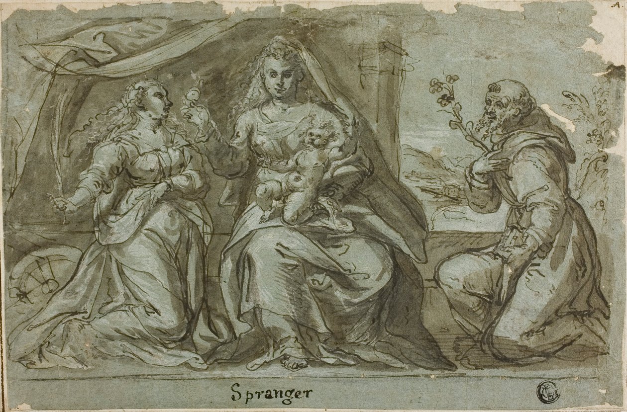 Madone et Enfant avec les saints Catherine et Dominique - Bartholomaeus Spranger