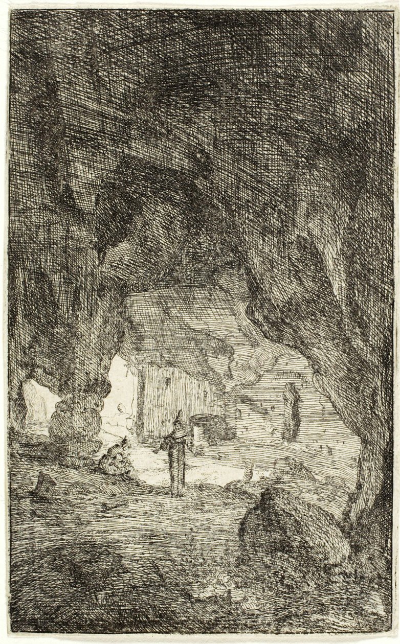 Grotte et moines, des Ruines de Rome - Bartholomeus Breenbergh
