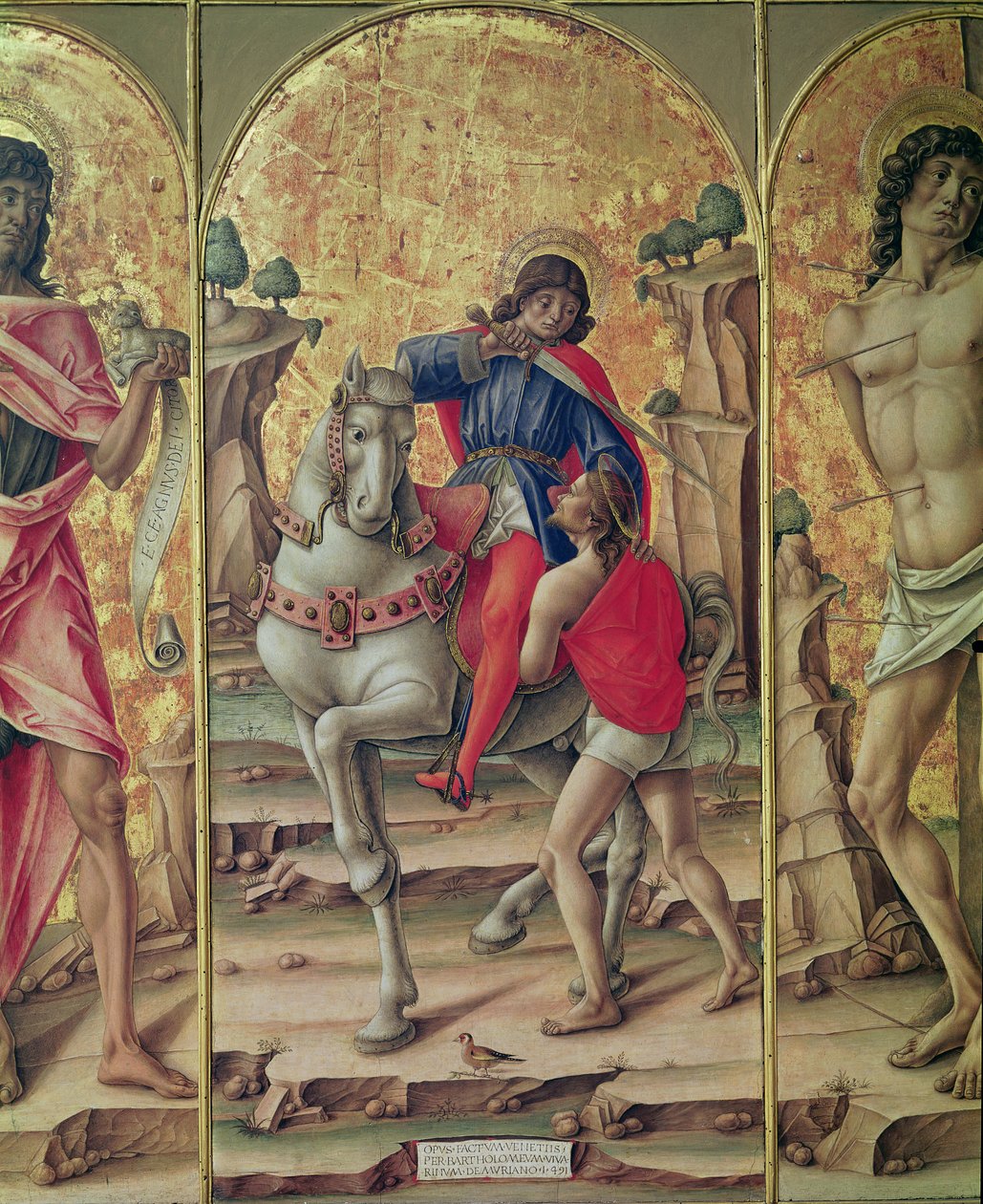 La Charité de Saint Martin, panneau central du Triptyque de Saint Martin - Bartolomeo Vivarini