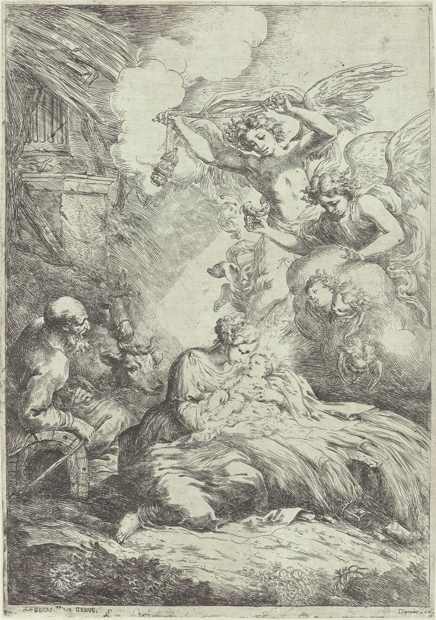 Naissance du Christ avec des anges - Bartolomeo Biscaino