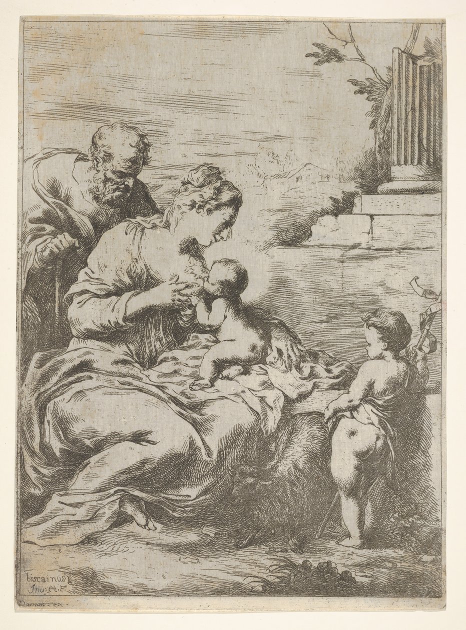 La Sainte Famille avec le petit Saint Jean-Baptiste à droite - Bartolomeo Biscaino