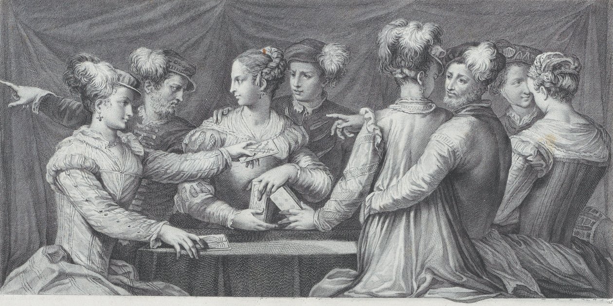 Un groupe de personnes élégamment vêtues jouant aux cartes, 1740-68 - Bartolomeo Crivellari