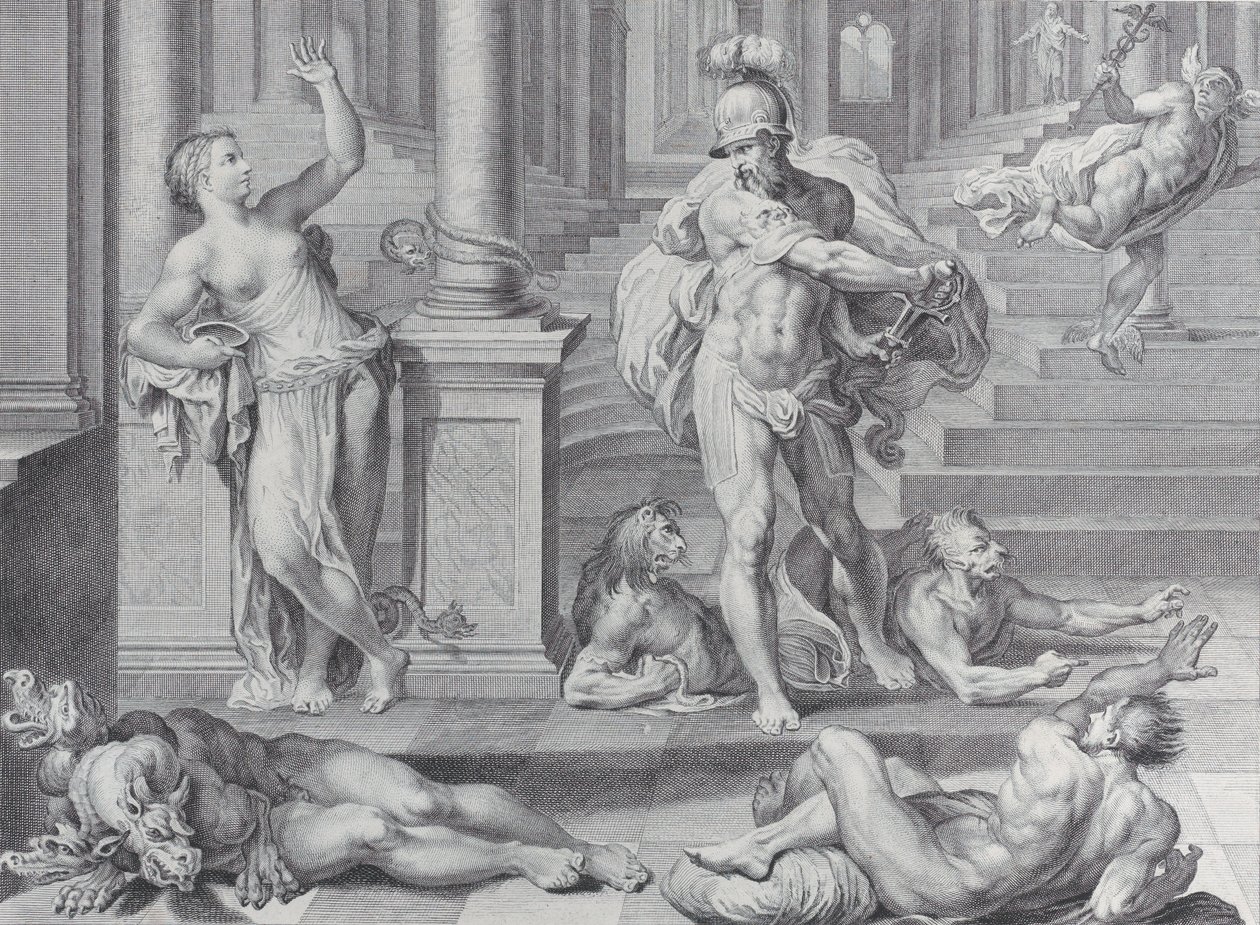 Planche 10 : Ulysse oblige Circé à rendre à ses compagnons leur forme humaine - Bartolomeo Crivellari