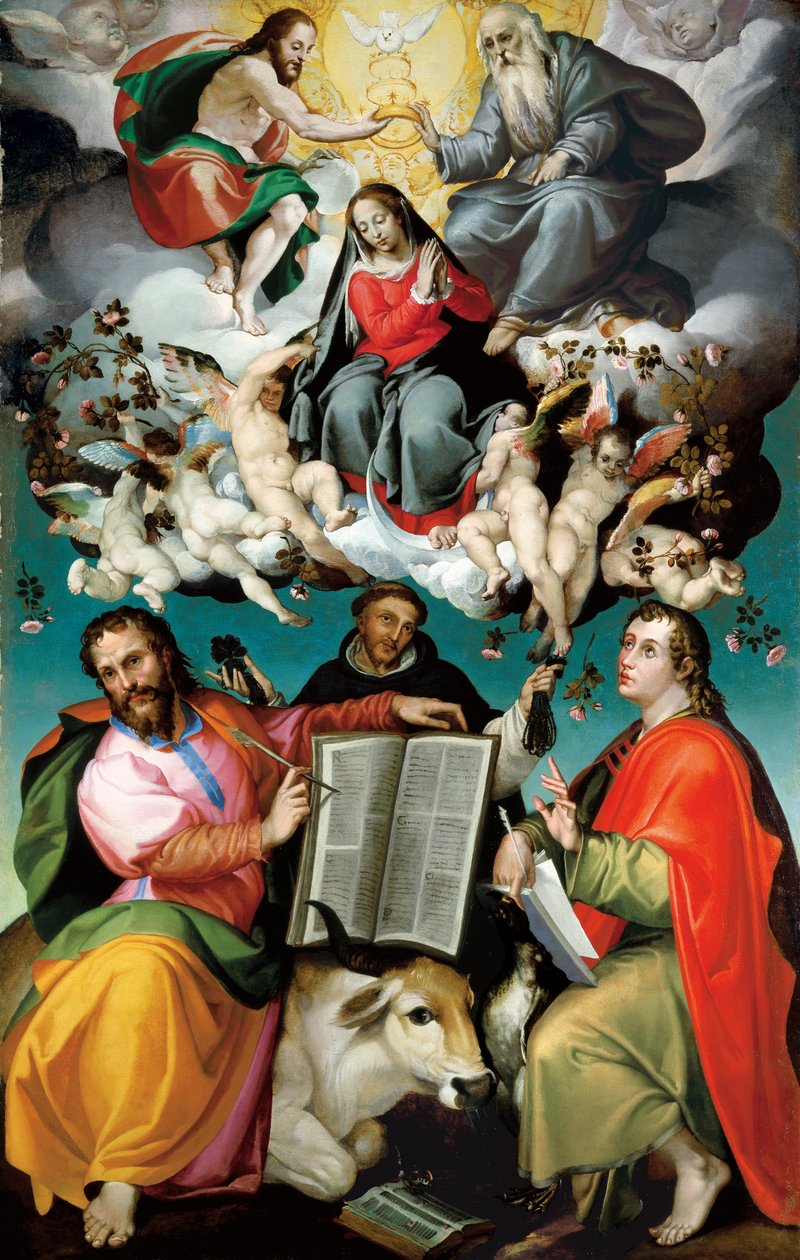 Le couronnement de la Vierge avec les saints Luc, Dominique et Jean l
