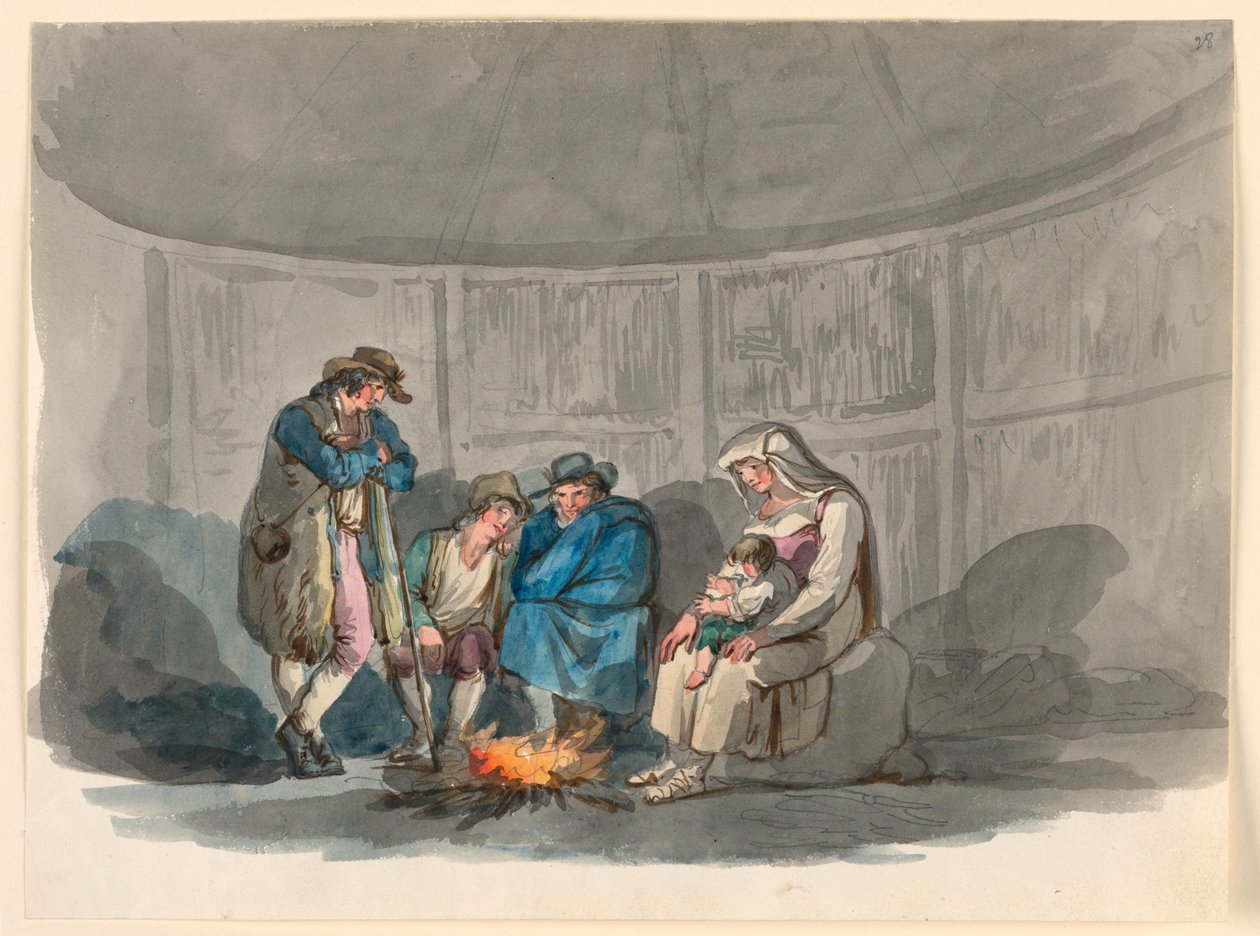 Une famille de bergers la nuit - Bartolomeo Pinelli