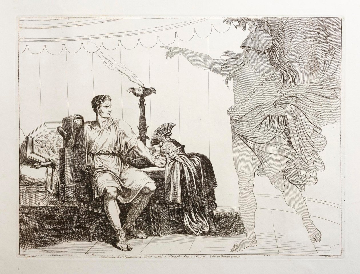 Le fantôme de César apparaît à Brutus avant la bataille de Philippes - Bartolomeo Pinelli