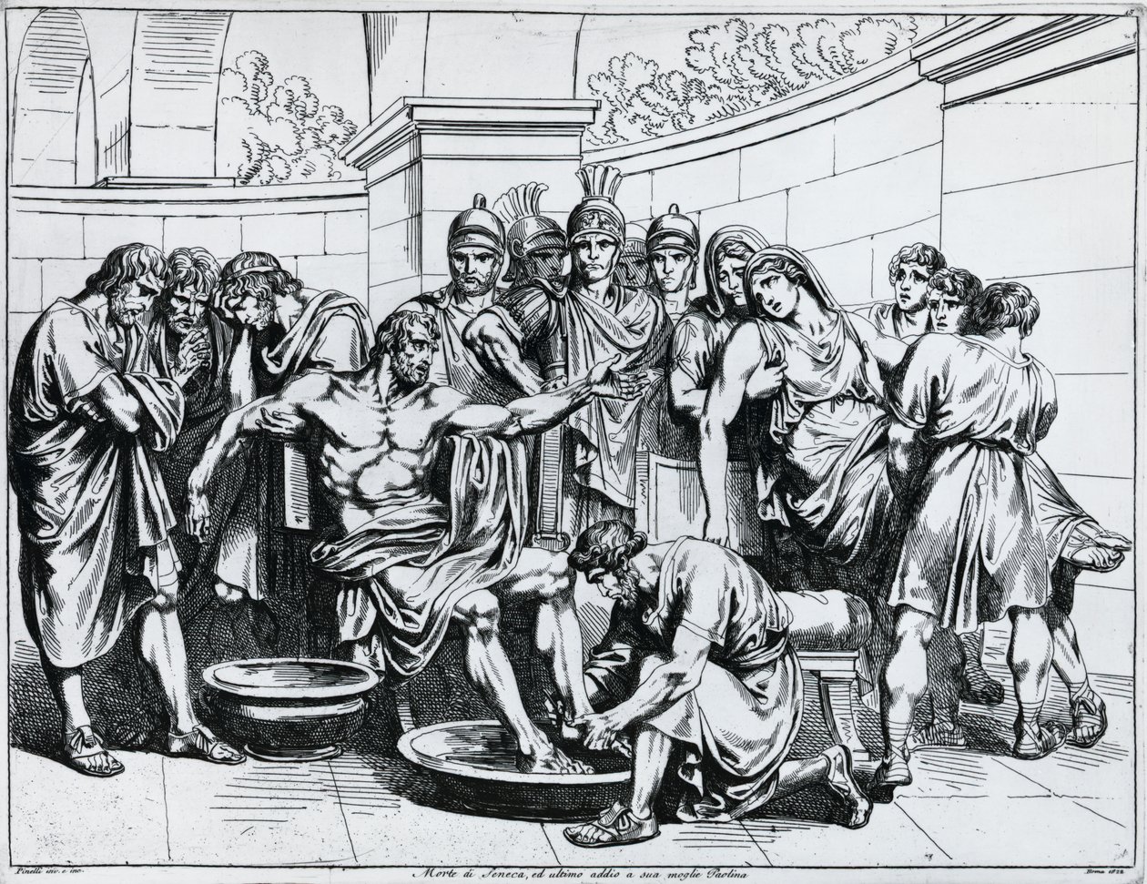 Mort de Sénèque, gravure de Bartolomeo Pinelli (1781-1835), tirée de Istoria dell