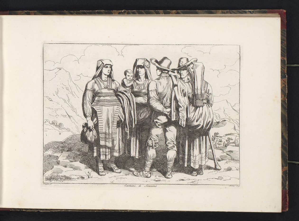 Trois femmes et deux hommes de Sonnino - Bartolomeo Pinelli