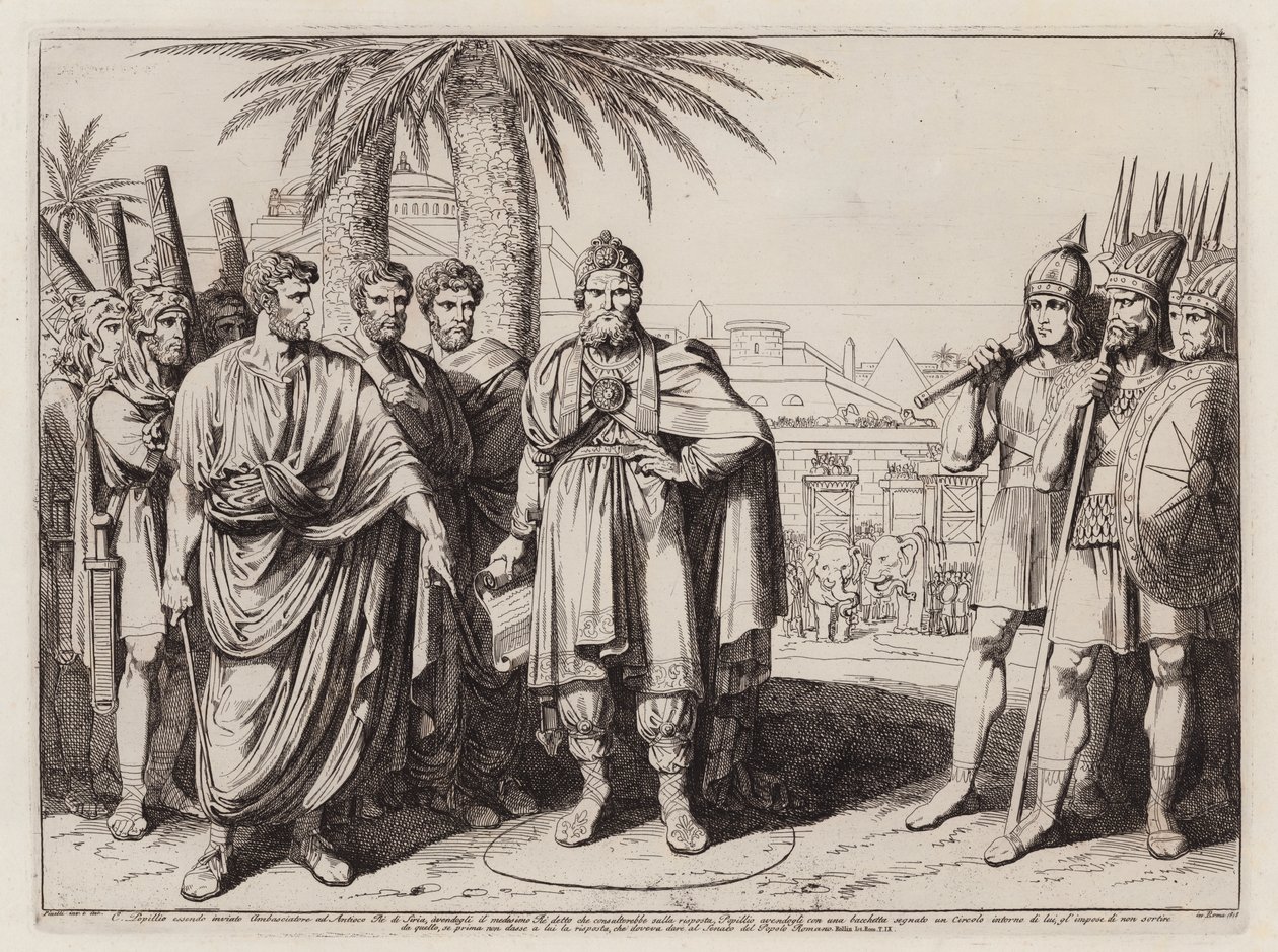 Gaius Popillius Laenas dessinant un cercle dans le sable autour d