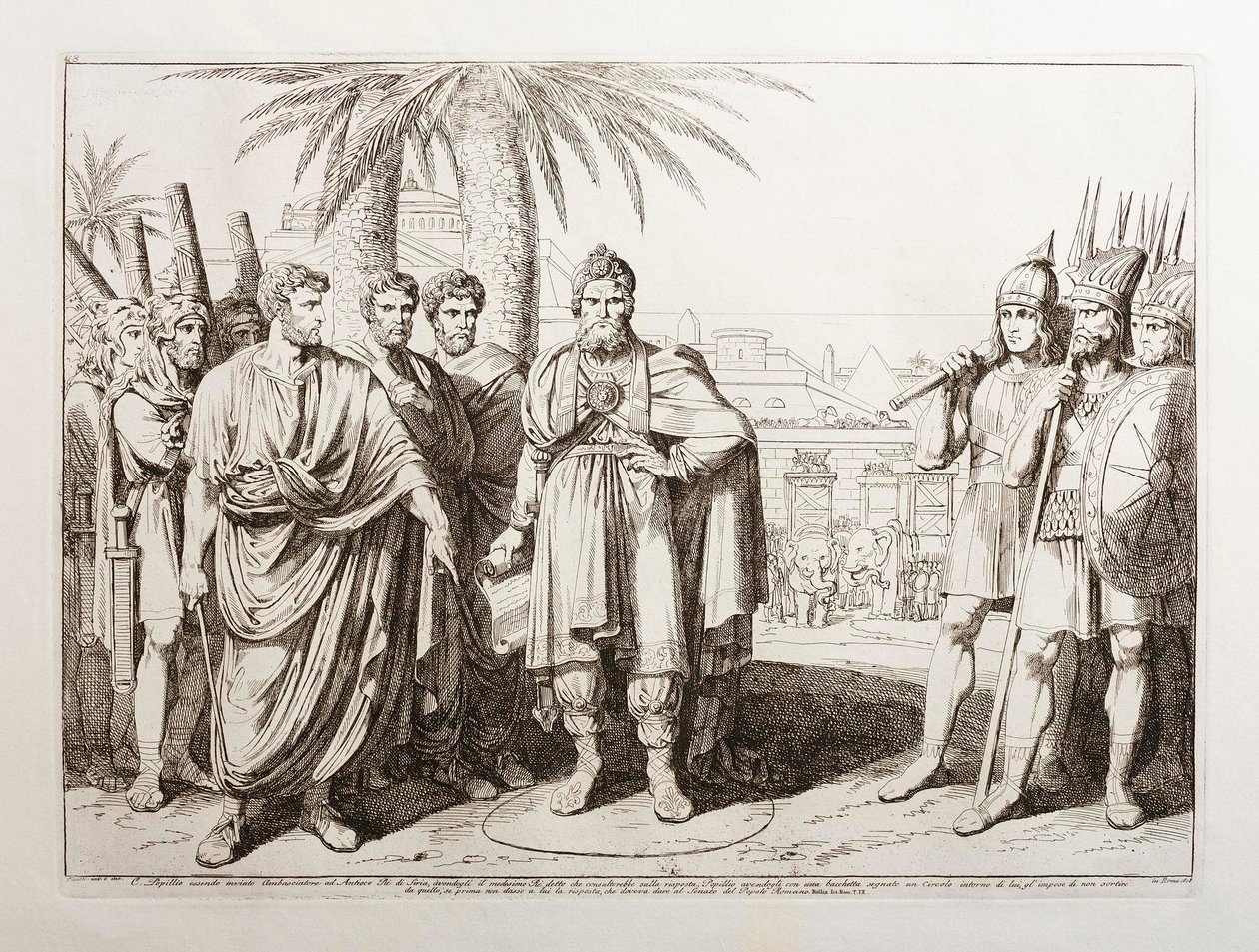 Gaius Popillius envoyé comme ambassadeur devant le roi Antiochos IV de Syrie - Bartolomeo Pinelli