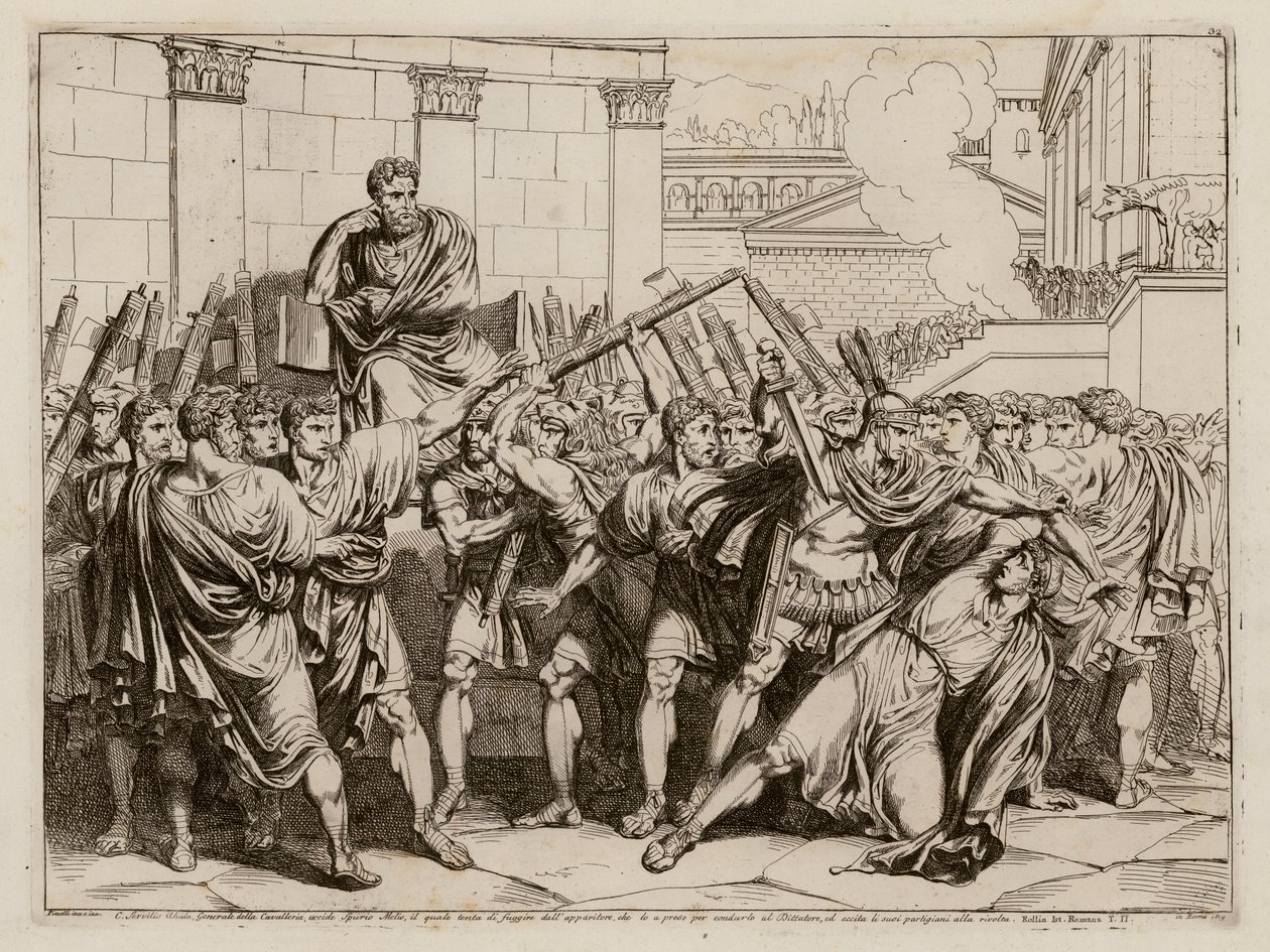 Gaius Servilius Ahala tuant Spurius Maelius, 439 avant J.-C. (eau-forte) - Bartolomeo Pinelli