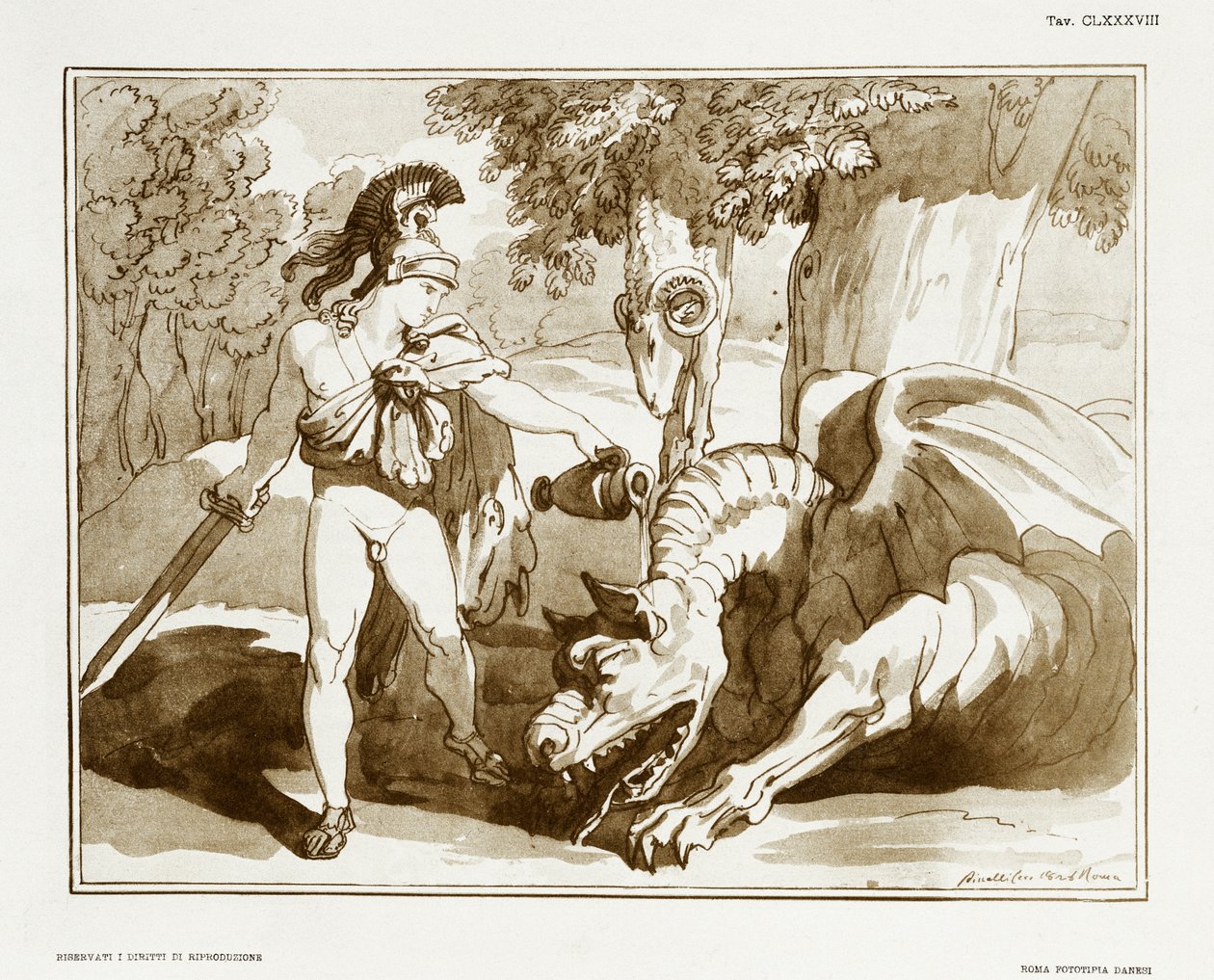 Jason endormant le dragon gardant la Toison d