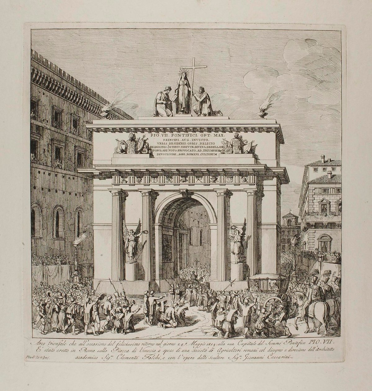 Entrée triomphale de Pie VII à Rome, le 24 mai 1814 - Bartolomeo Pinelli