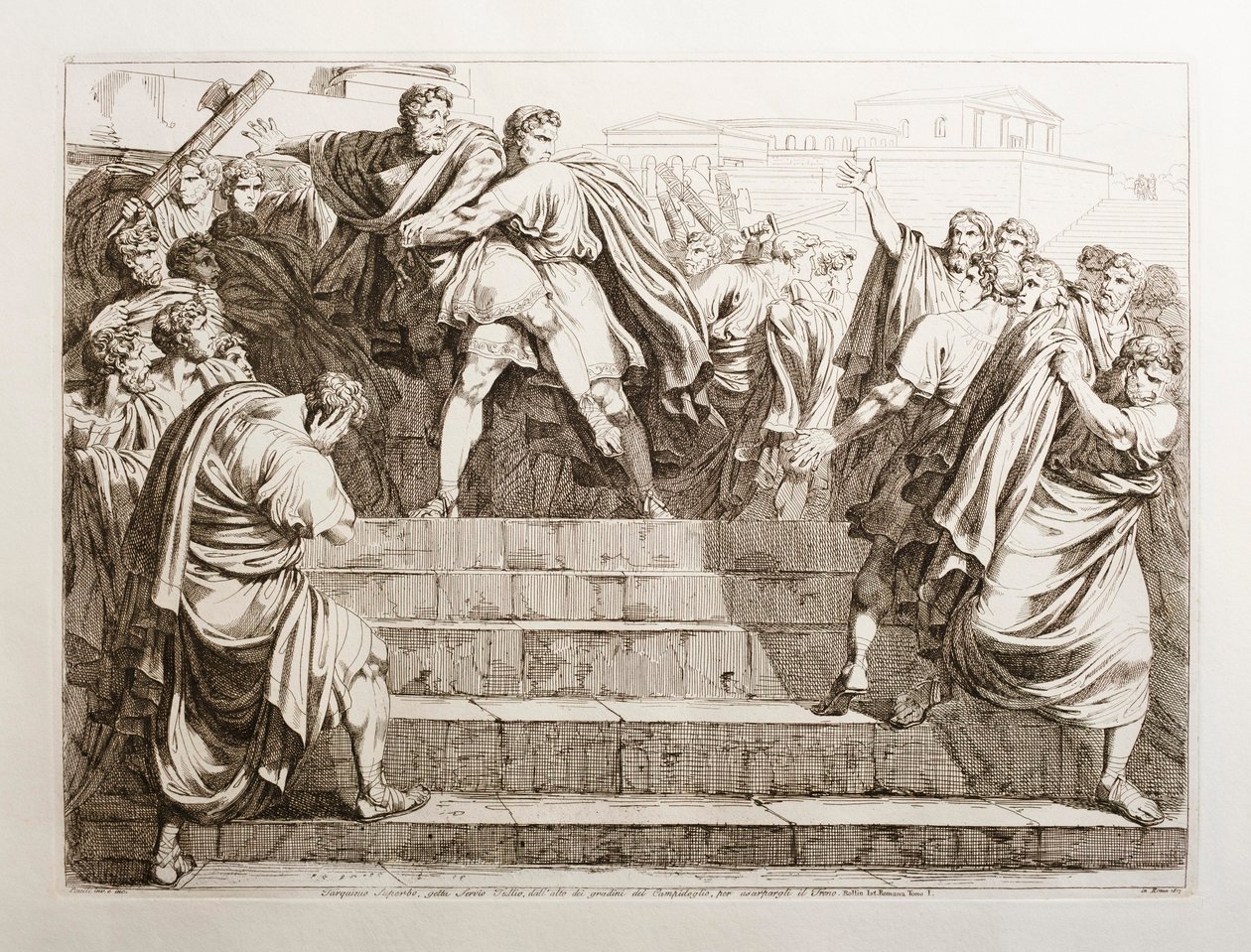Tarquin le Superbe précipite Servius Tullius dans les escaliers du Capitole - Bartolomeo Pinelli