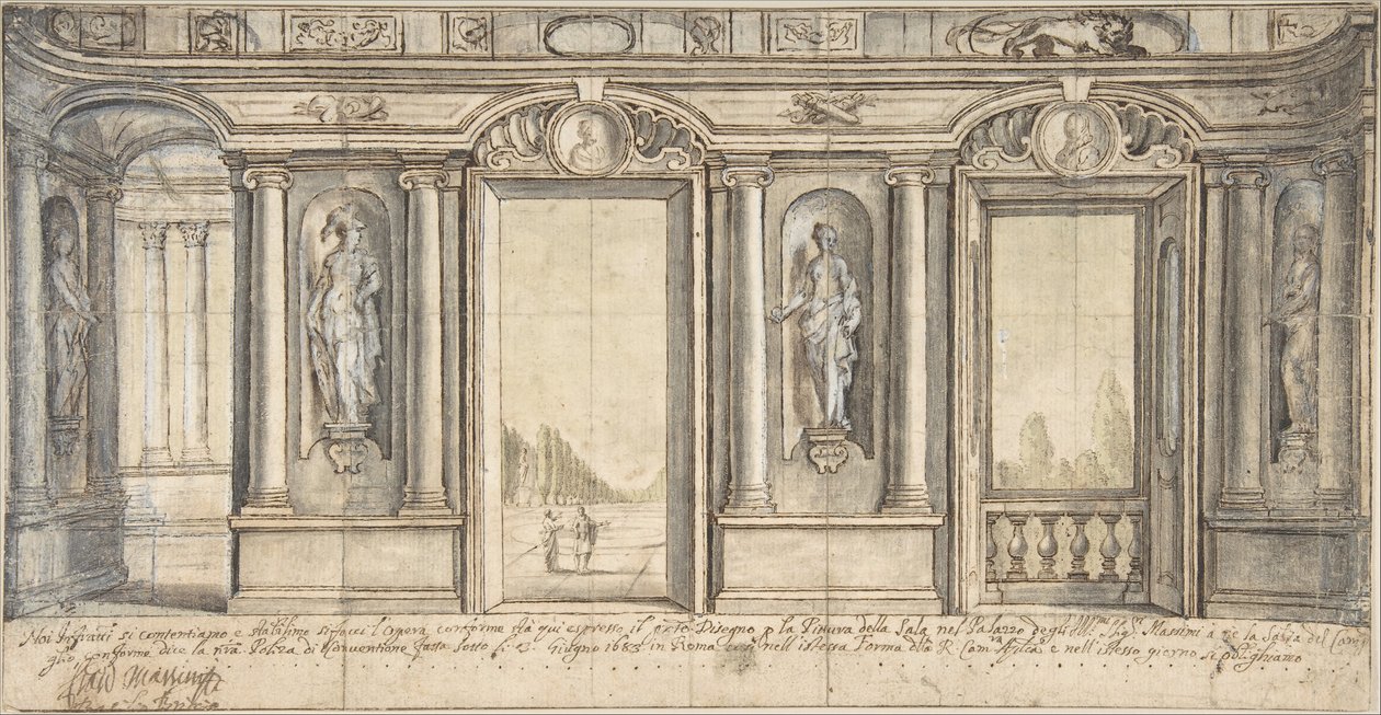 Conception pour une décoration murale peinte pour le Palazzo Massimo all