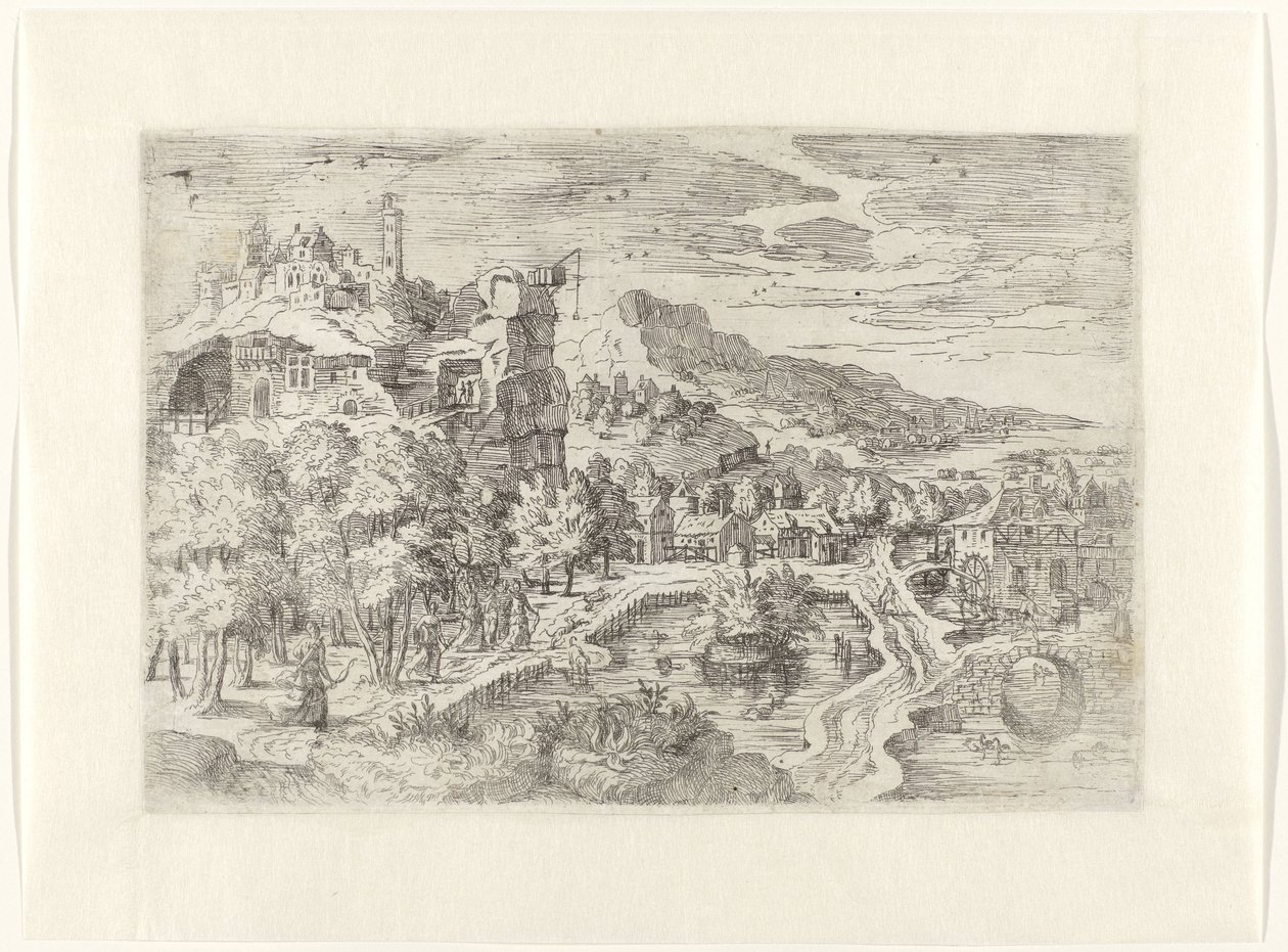 Paysage avec femmes à la chasse - Battista Angolo del Moro (attributed to)