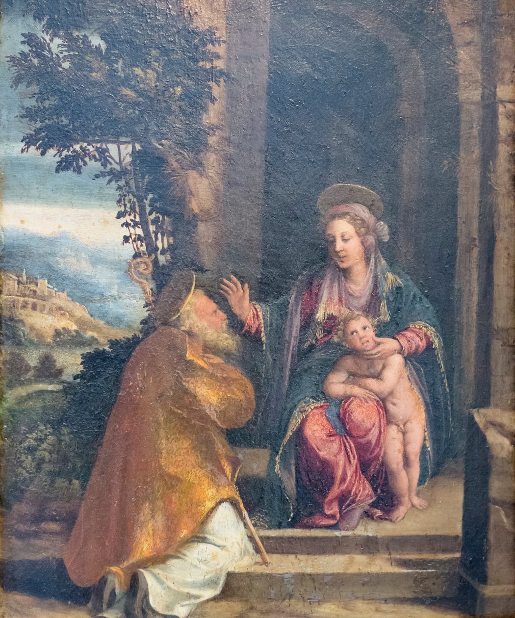 Vierge avec Enfant et évêque - Battista & Dossi Dosso (c.1486-1542) Dossi