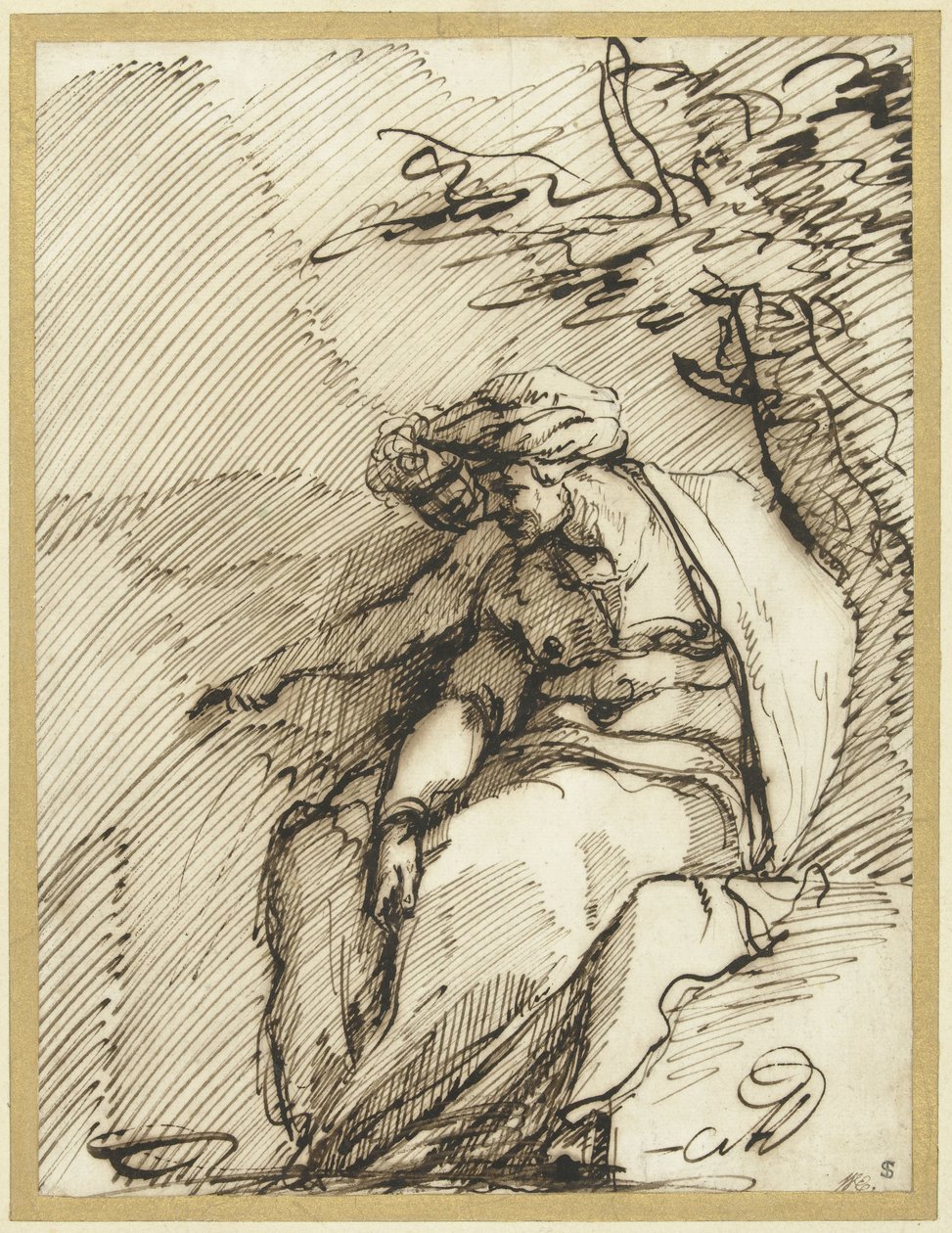 Sibylle avec un génie sous un arbre - Battista Franco (possibly)