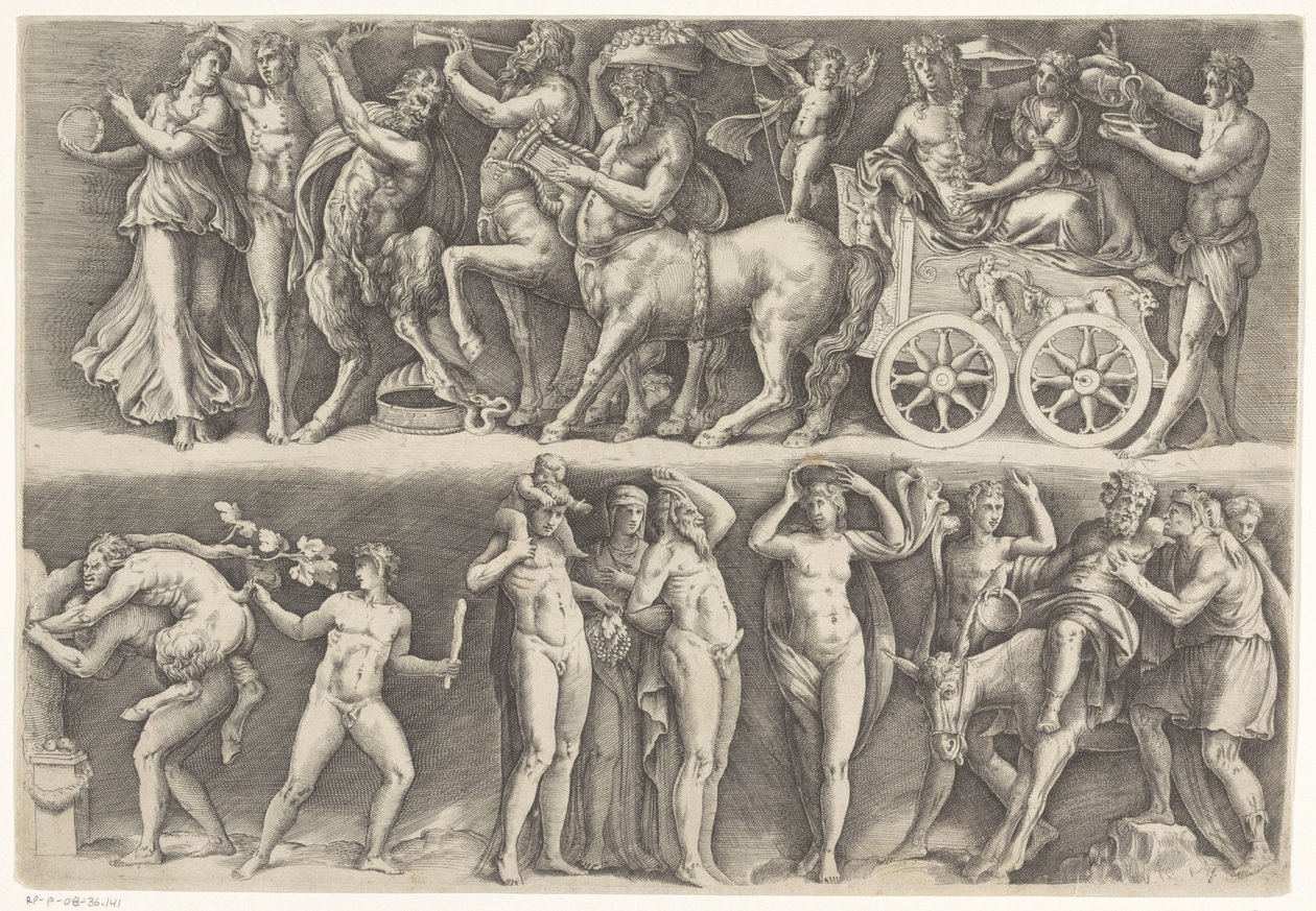 Relief antique avec Bacchus et Ariane - Battista Franco