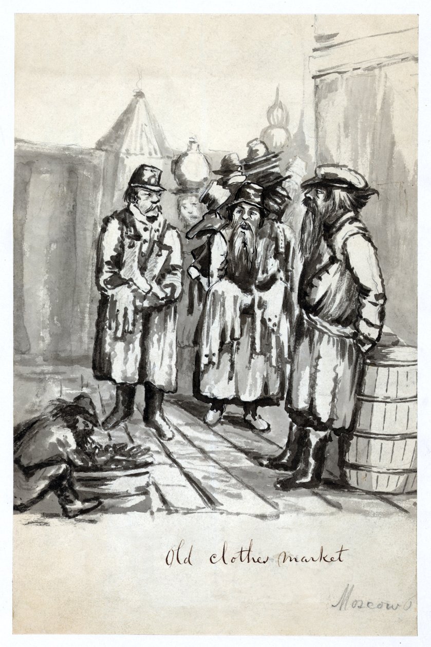 Marché aux vieux vêtements, Moscou, publié vers 1862 - Bayard Taylor
