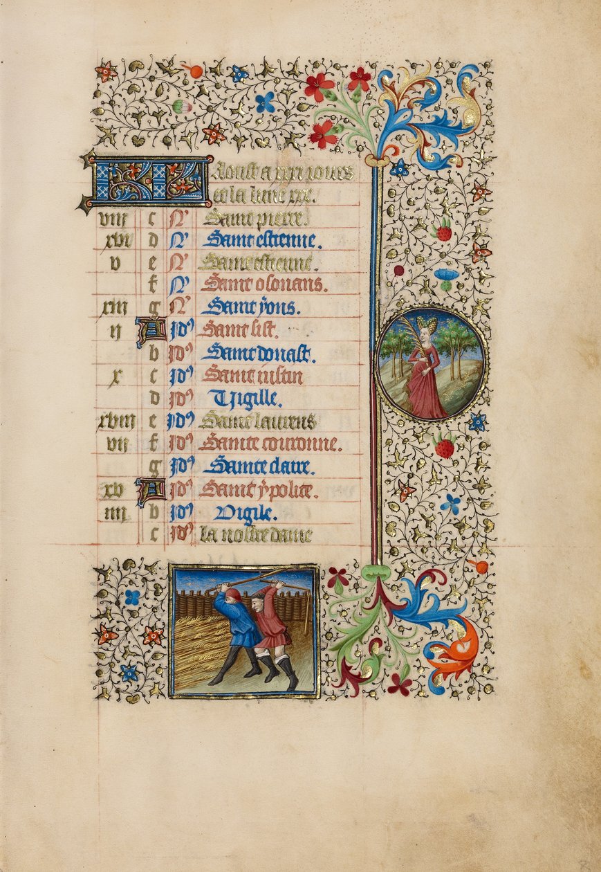 Page du calendrier d