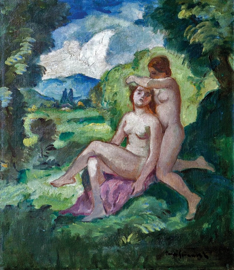 Filles au bord de la rivière - Bela Ivanyi-Grunwald