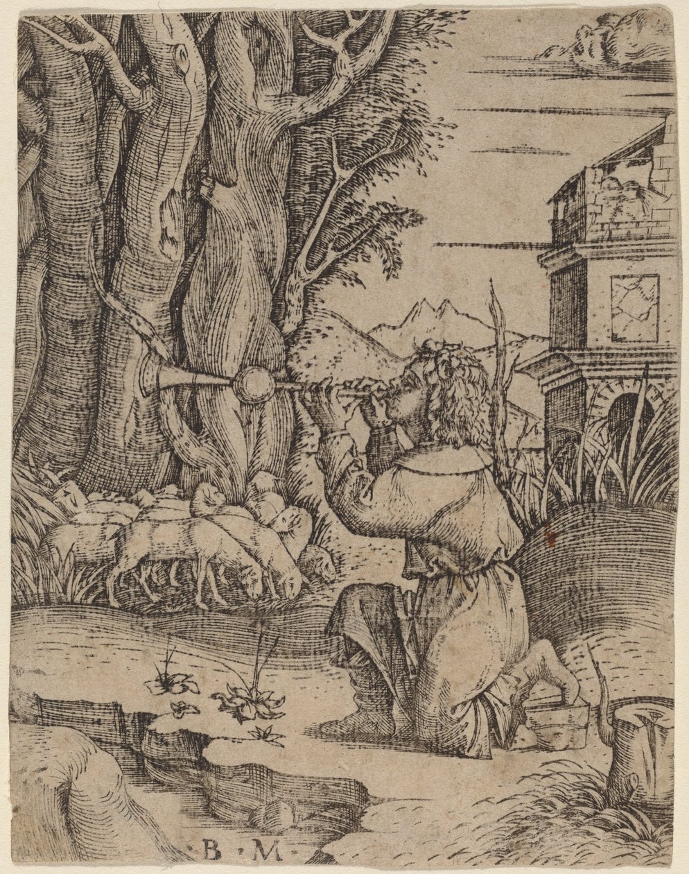 Berger avec un Platerspiel - Benedetto Montagna